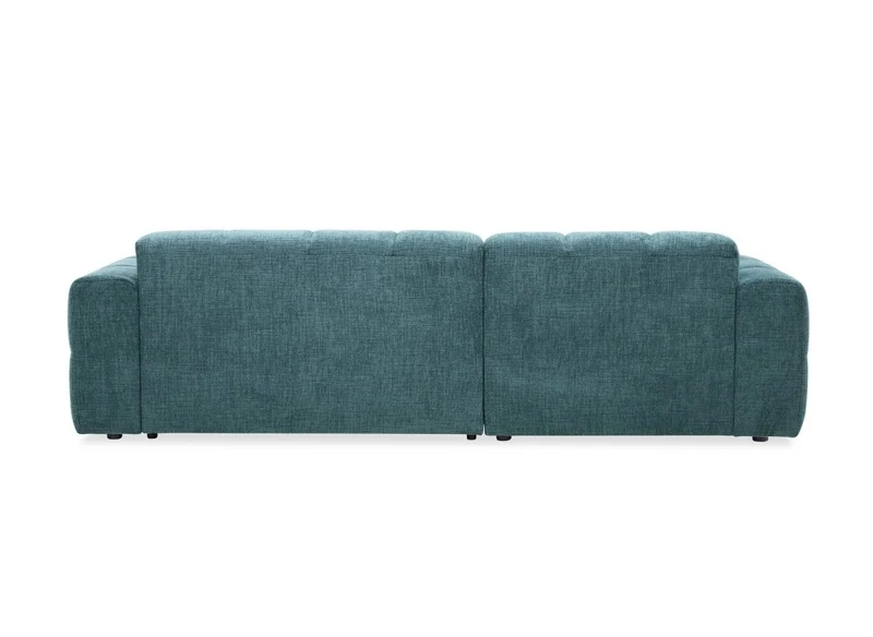 Canapé d'angle relax électrique en velours texturé bleu FEDORA - Angle gauche