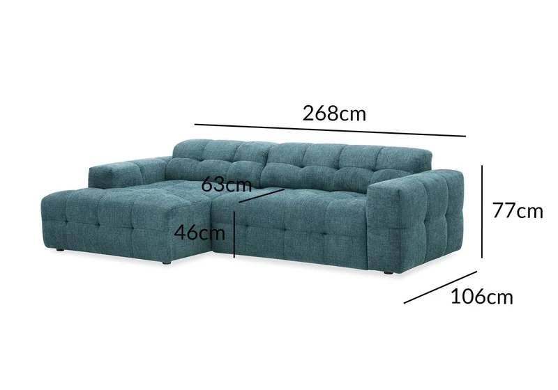 Canapé d'angle relax électrique en velours texturé bleu FEDORA - Angle gauche