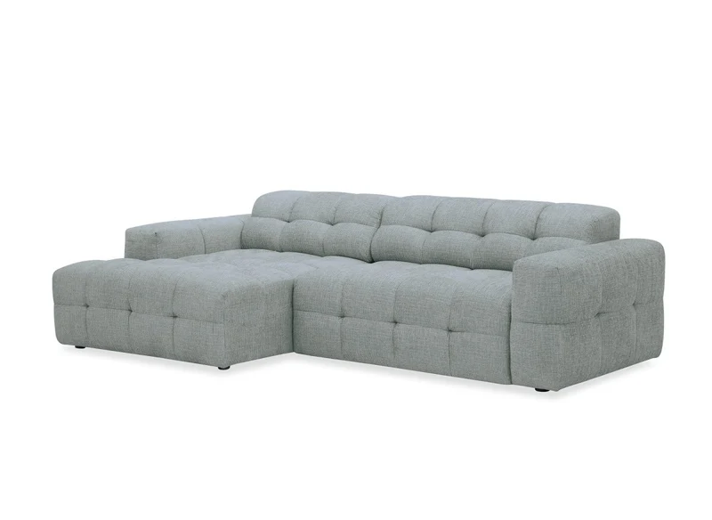 Canapé d'angle relax électrique en velours texturé gris FEDORA - Angle gauche