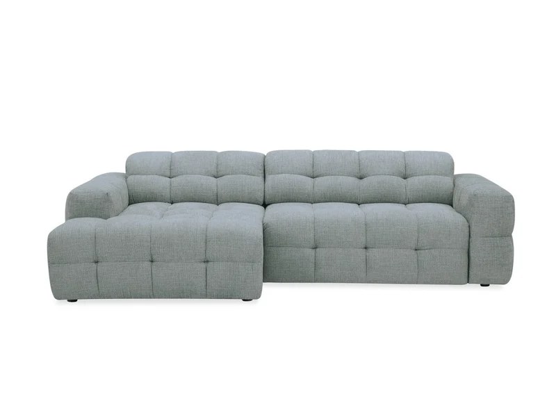 Canapé d'angle relax électrique en velours texturé gris FEDORA - Angle gauche