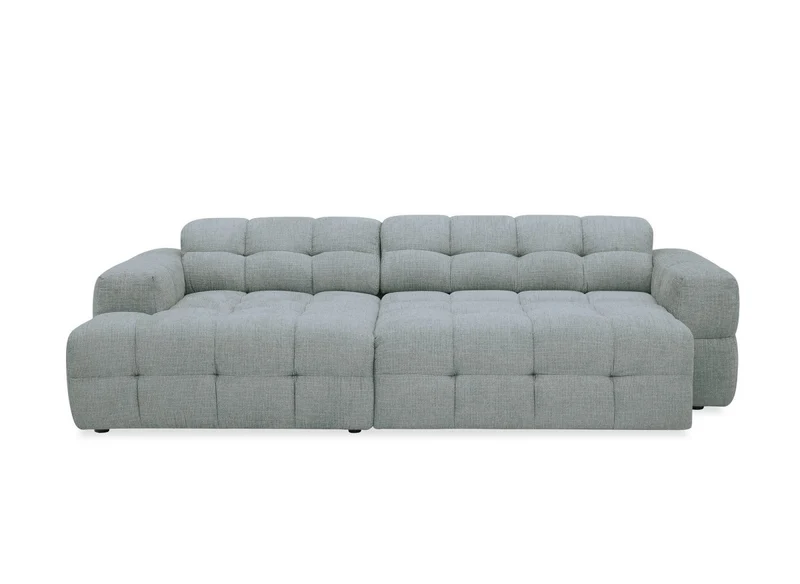 Canapé d'angle relax électrique en velours texturé gris FEDORA - Angle gauche