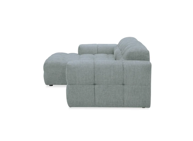 Canapé d'angle relax électrique en velours texturé gris FEDORA - Angle gauche