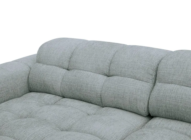 Canapé d'angle relax électrique en velours texturé gris FEDORA - Angle gauche