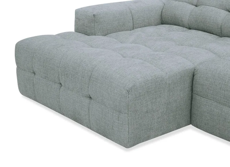 Canapé d'angle relax électrique en velours texturé gris FEDORA - Angle gauche