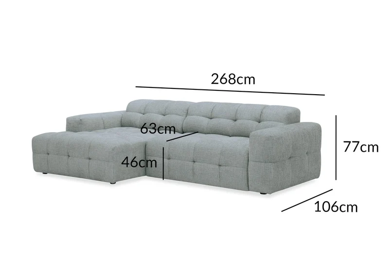 Canapé d'angle relax électrique en velours texturé gris FEDORA - Angle gauche
