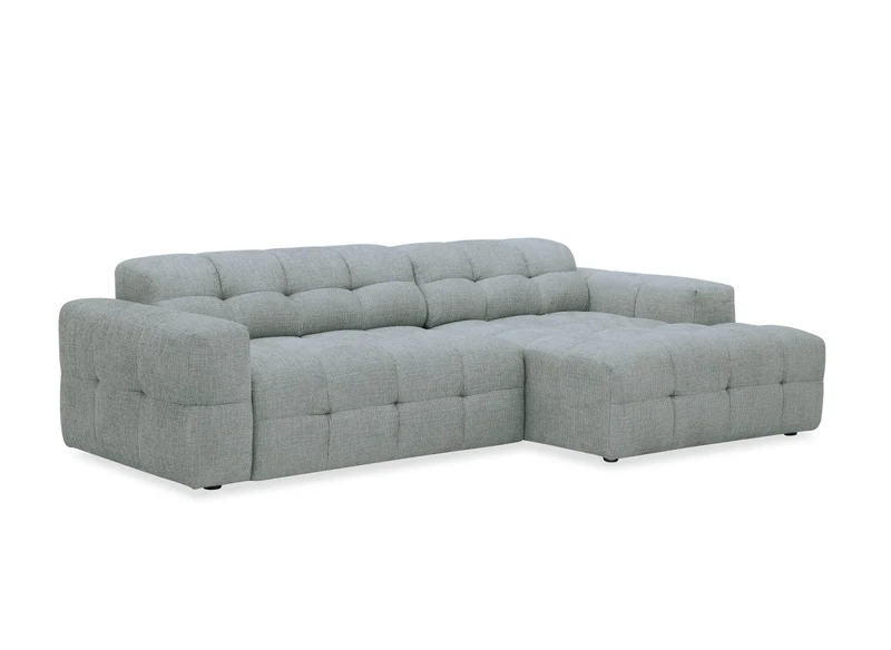 Canapé d'angle relax électrique en velours texturé gris FEDORA - Angle droit