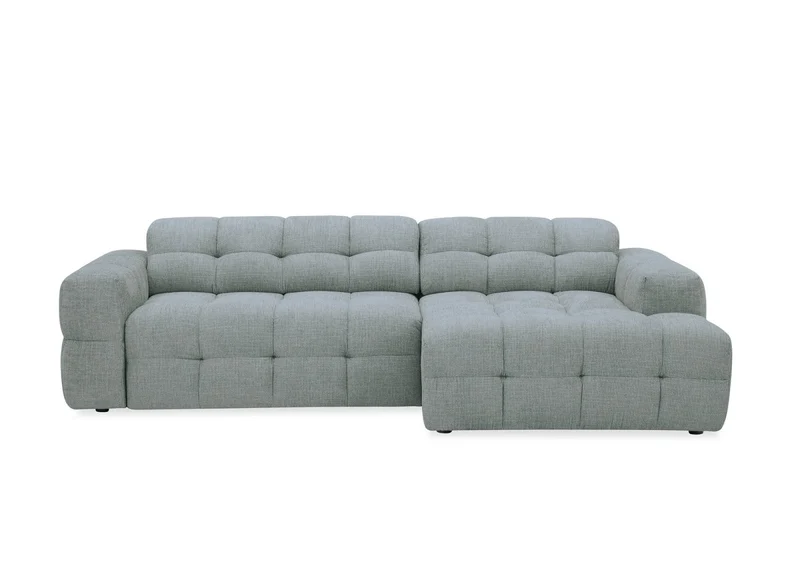 Canapé d'angle relax électrique en velours texturé gris FEDORA - Angle droit