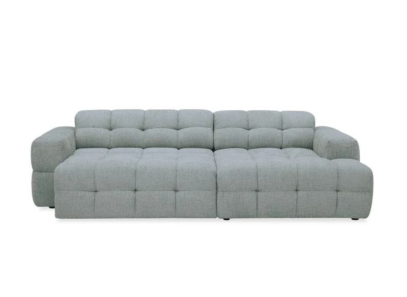 Canapé d'angle relax électrique en velours texturé gris FEDORA - Angle droit