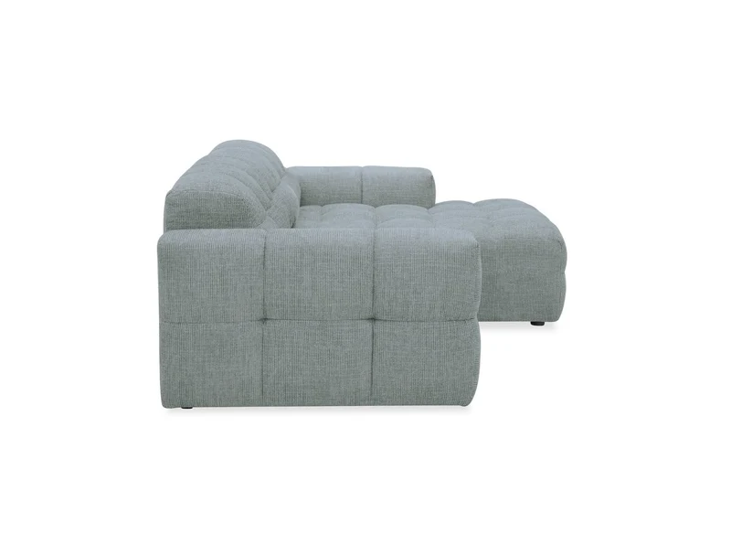 Canapé d'angle relax électrique en velours texturé gris FEDORA - Angle droit