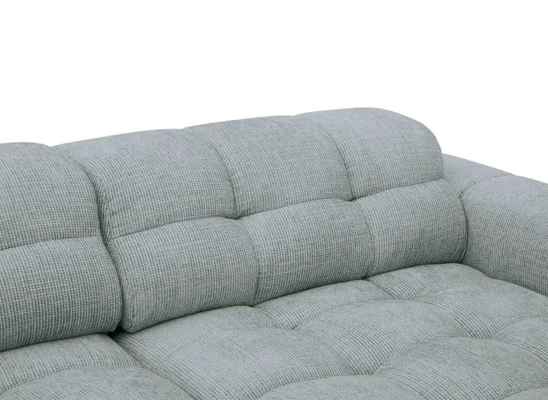 Canapé d'angle relax électrique en velours texturé gris FEDORA - Angle droit