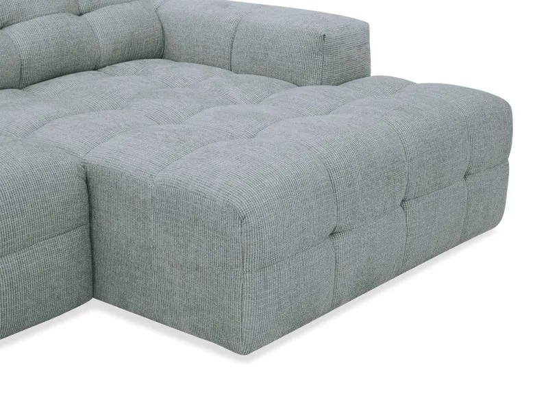 Canapé d'angle relax électrique en velours texturé gris FEDORA - Angle droit