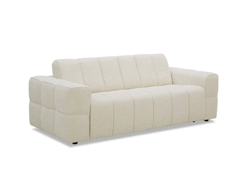 Canapé convertible express 3 places en velours texturé beige BASILE