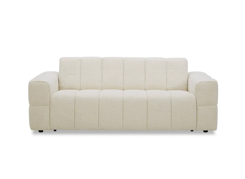 Canapé convertible express 3 places en velours texturé beige BASILE