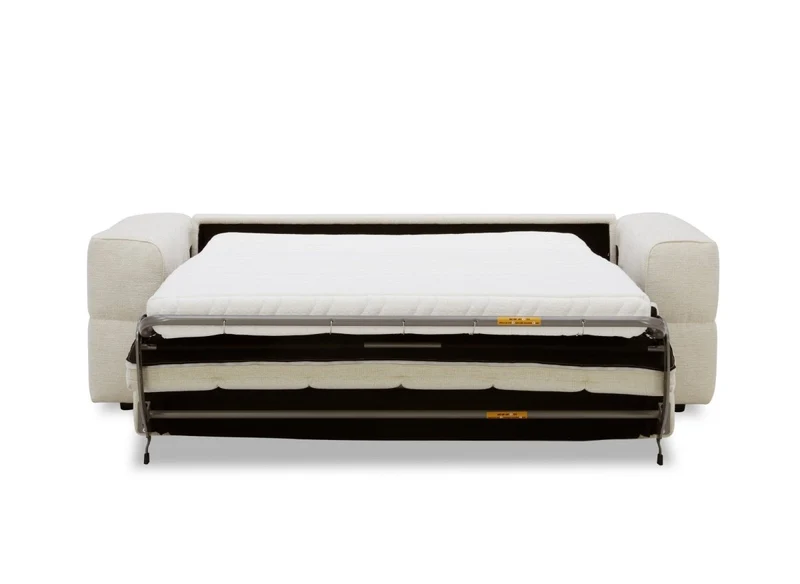 Canapé convertible express 3 places en velours texturé beige BASILE