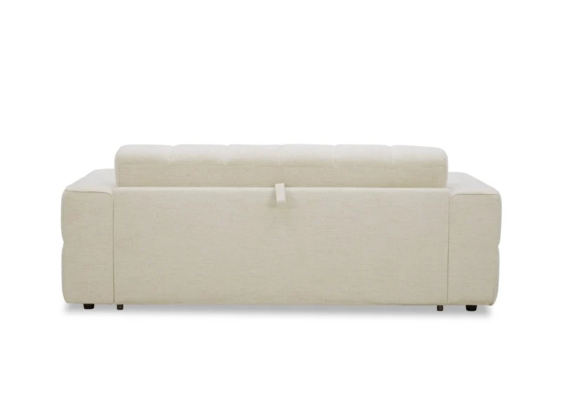 Canapé convertible express 3 places en velours texturé beige BASILE