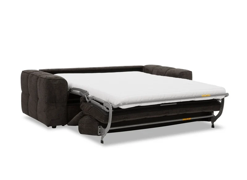 Canapé convertible express 3 places en velours texturé marron BASILE