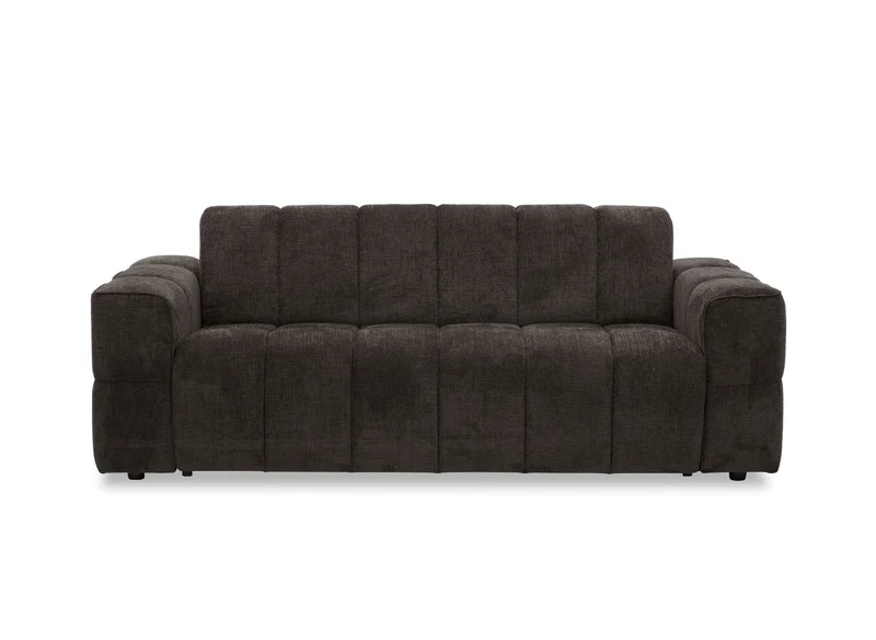 Canapé convertible express 3 places en velours texturé marron BASILE