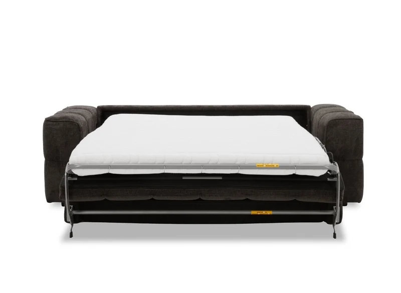 Canapé convertible express 3 places en velours texturé marron BASILE