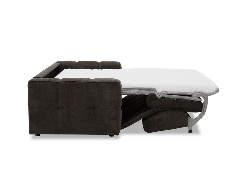 Canapé convertible express 3 places en velours texturé marron BASILE