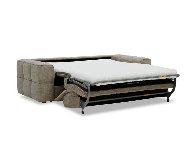 Canapé convertible express 3 places en velours texturé taupe BASILE