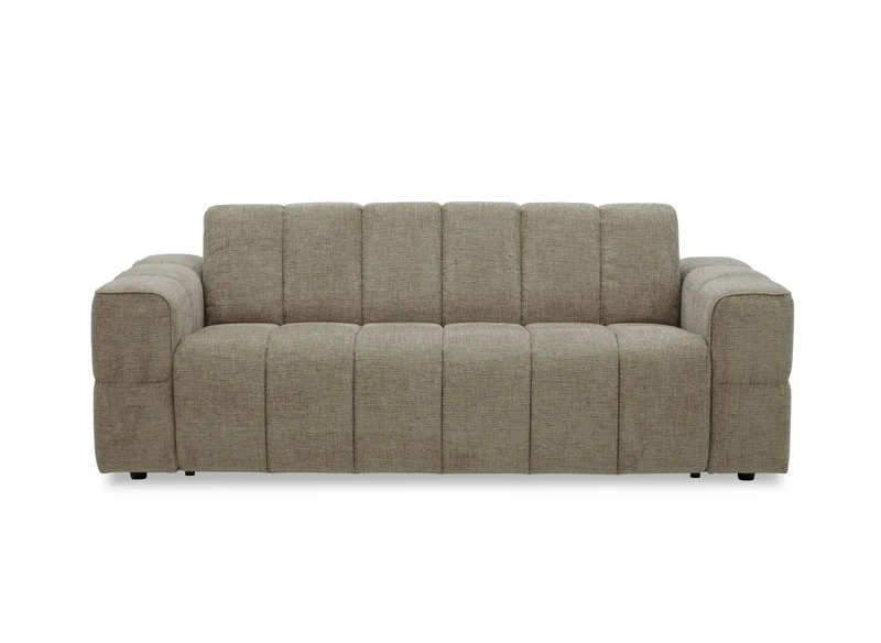 Canapé convertible express 3 places en velours texturé taupe BASILE