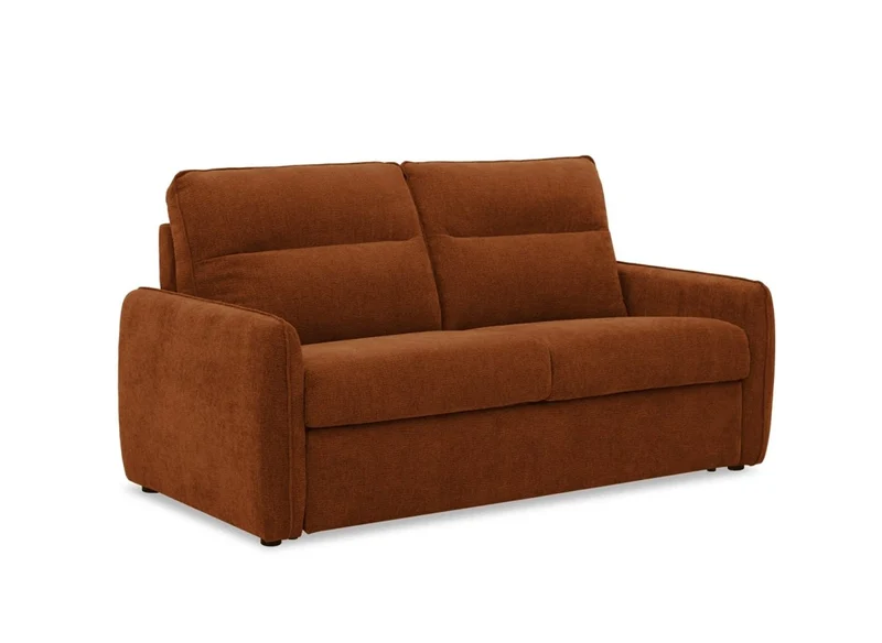 Canapé convertible express 3 places matelas 15 cm en tissu texturé terracotta ADILIO
