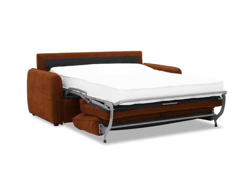 Canapé convertible express 3 places matelas 15 cm en tissu texturé terracotta ADILIO