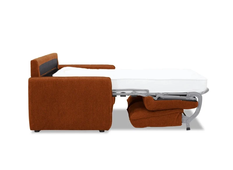 Canapé convertible express 3 places matelas 15 cm en tissu texturé terracotta ADILIO
