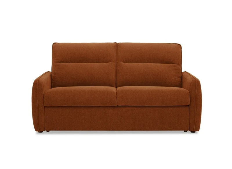 Canapé convertible express 3 places matelas 15 cm en tissu texturé terracotta ADILIO