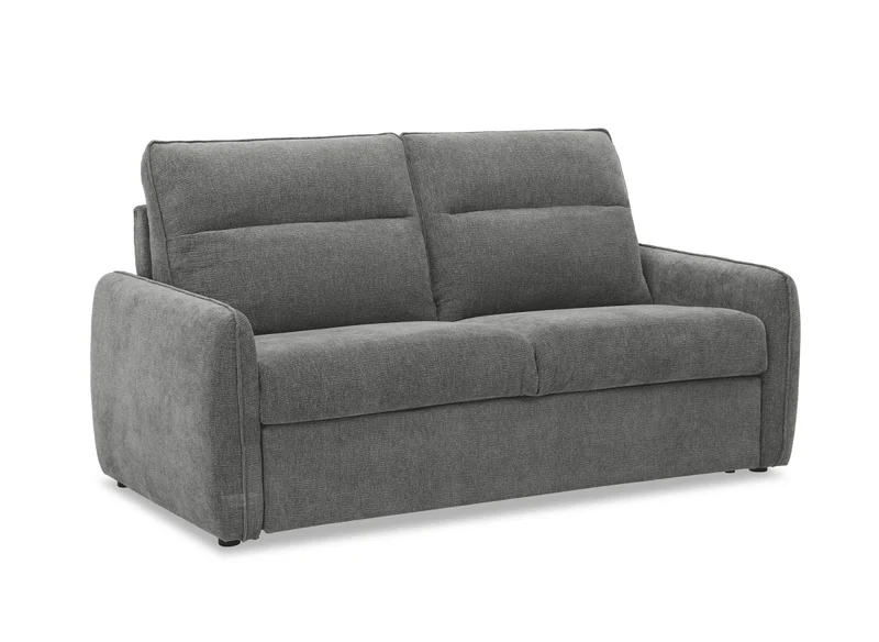 Canapé convertible express 3 places matelas 15 cm en tissu texturé gris ADILIO