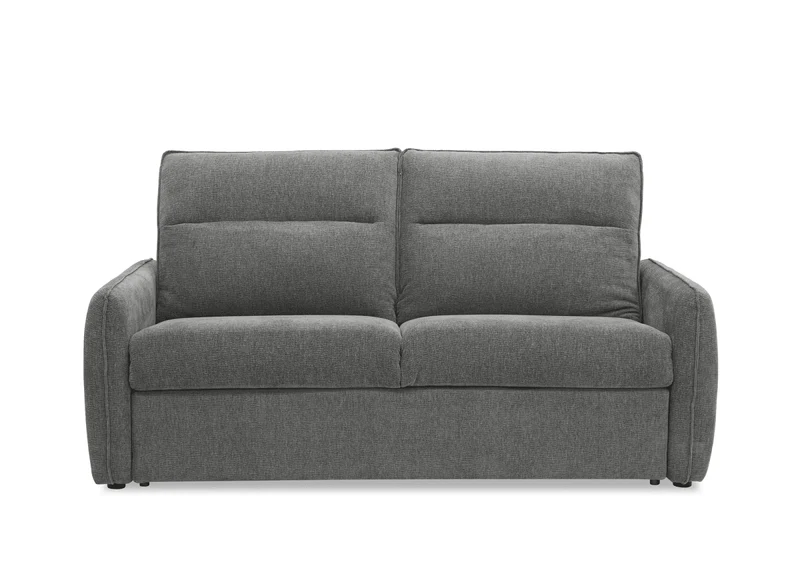 Canapé convertible express 3 places matelas 15 cm en tissu texturé gris ADILIO