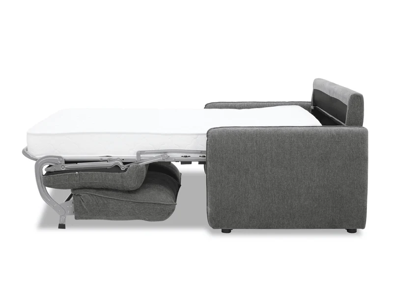 Canapé convertible express 3 places matelas 15 cm en tissu texturé gris ADILIO