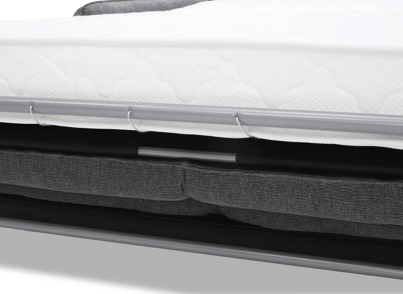Canapé convertible express 3 places matelas 15 cm en tissu texturé gris ADILIO