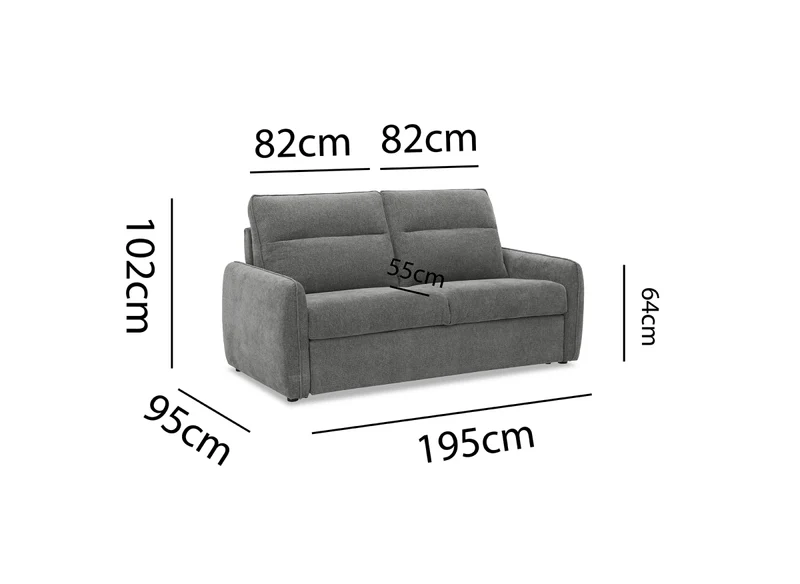 Canapé convertible express 3 places matelas 15 cm en tissu texturé gris ADILIO