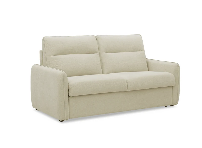 Canapé convertible express 3 places matelas 15 cm en tissu texturé beige ADILIO