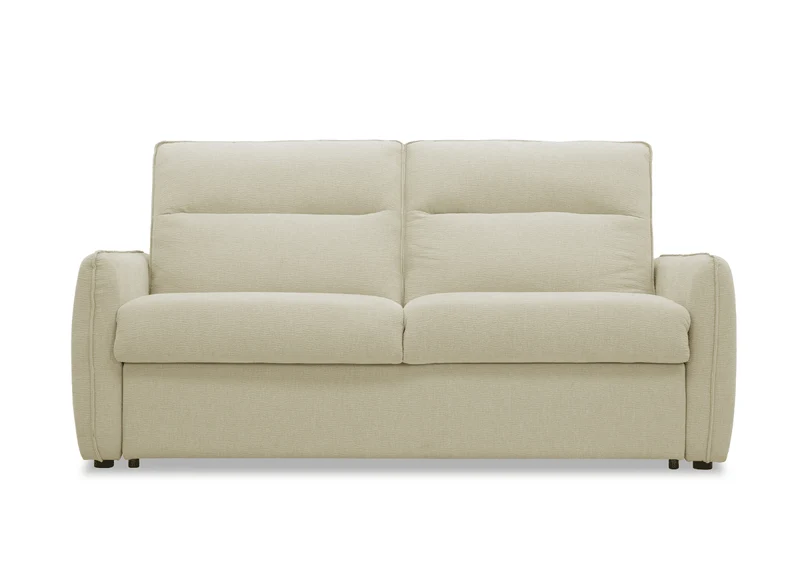 Canapé convertible express 3 places matelas 15 cm en tissu texturé beige ADILIO