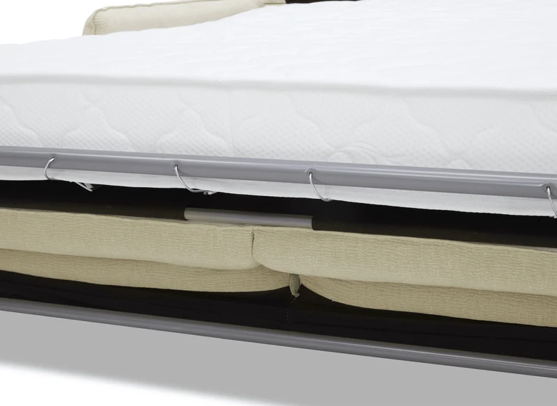 Canapé convertible express 3 places matelas 15 cm en tissu texturé beige ADILIO