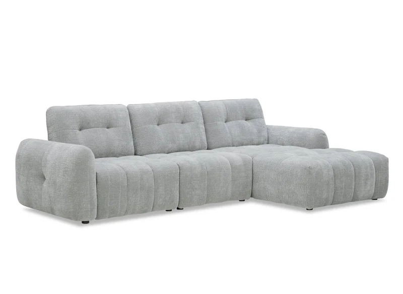 Canapé d'angle en velours tissé gris clair avec dossier réglable ADONIS - Angle droit