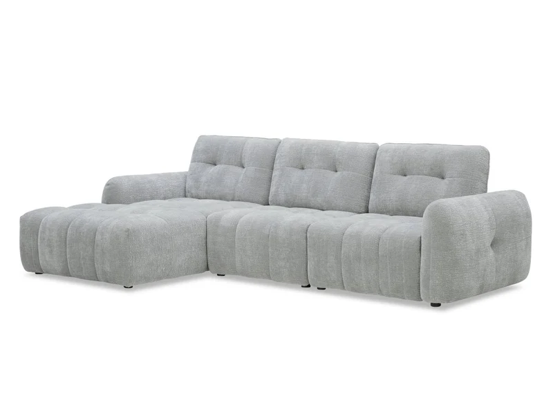 Canapé d'angle en velours tissé gris clair avec dossier réglable ADONIS - Angle gauche