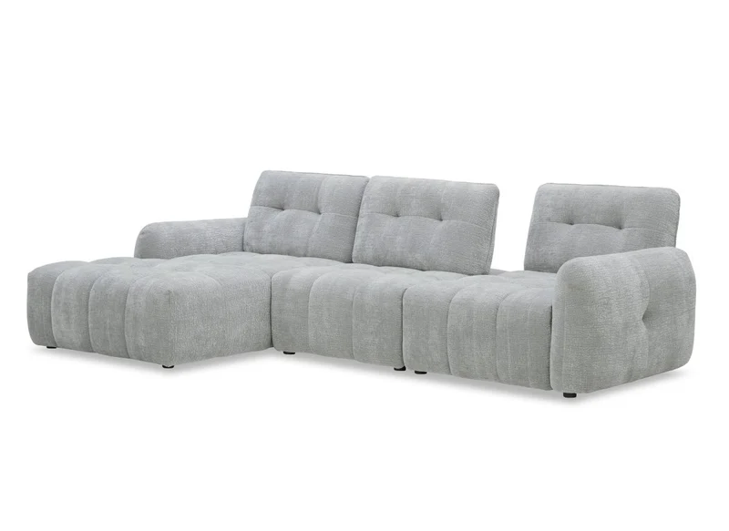 Canapé d'angle en velours tissé gris clair avec dossier réglable ADONIS - Angle gauche