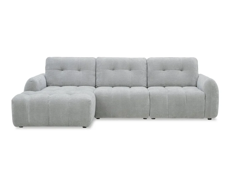 Canapé d'angle en velours tissé gris clair avec dossier réglable ADONIS - Angle gauche
