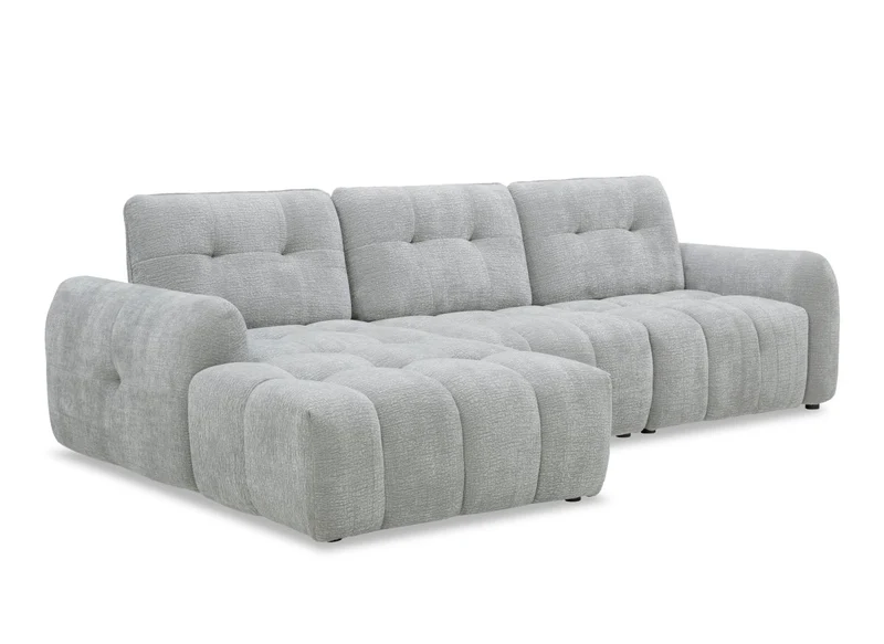 Canapé d'angle en velours tissé gris clair avec dossier réglable ADONIS - Angle gauche