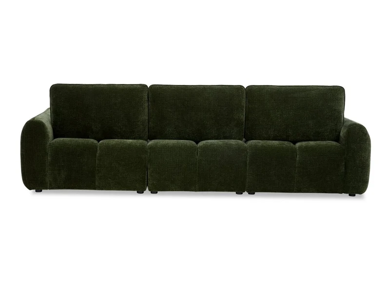 Canapé d'angle en velours tissé vert olive avec dossier réglable ADONIS - Angle gauche