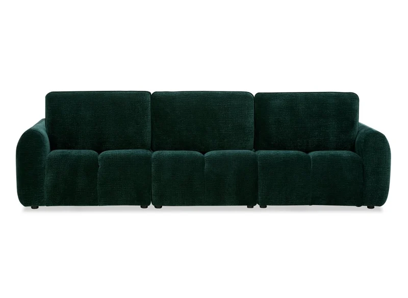 Canapé d'angle en velours tissé vert sapin avec dossier réglable ADONIS - Angle gauche