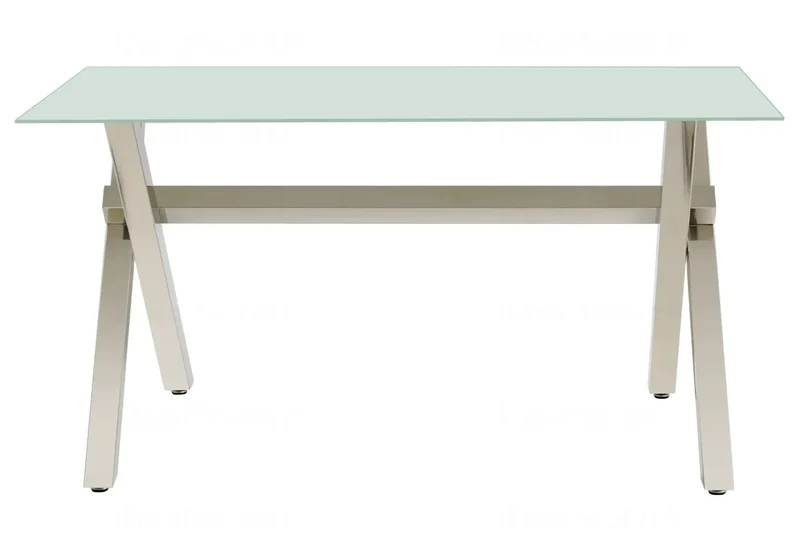 Table à manger verre trempé pieds X argent - Cross