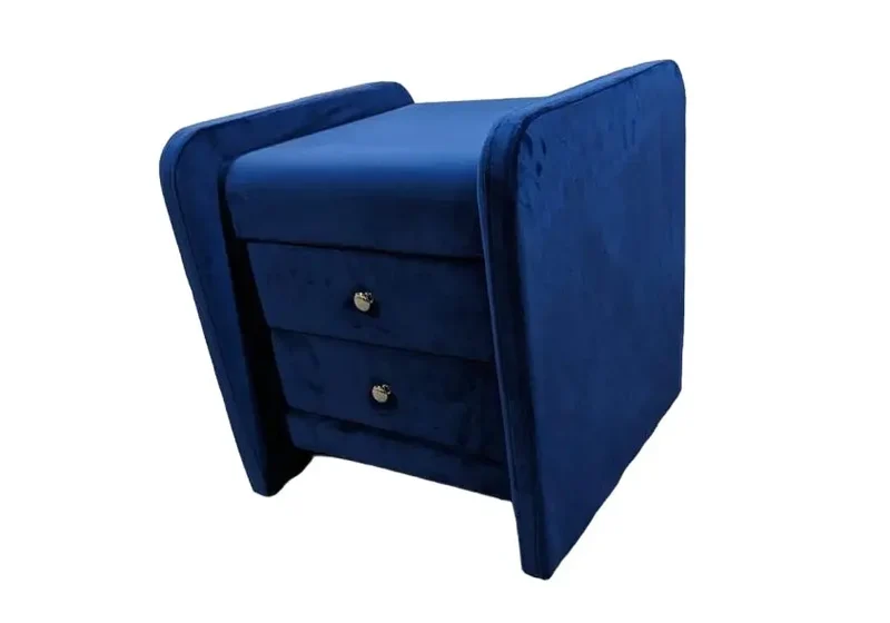 Table de chevet en velours bleu - Soft