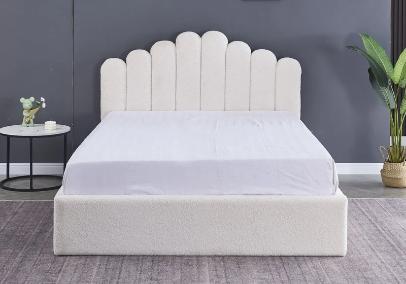 Lit coffre velours doudou capitonné - Carla