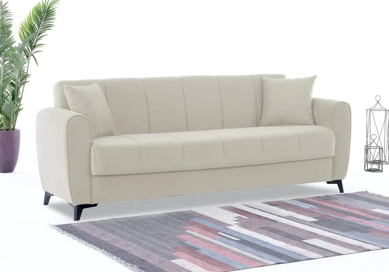 Canapé Turc Pas Cher - Lit & Coffre de Rangement – Velours Bleu LARA