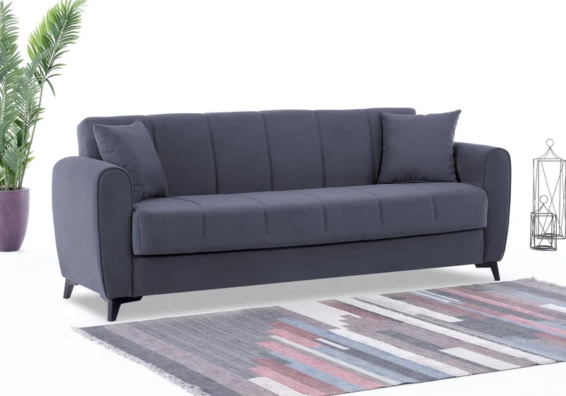 Canapé Turc Pas Cher - Lit & Coffre de Rangement – Velours Rouge LARA