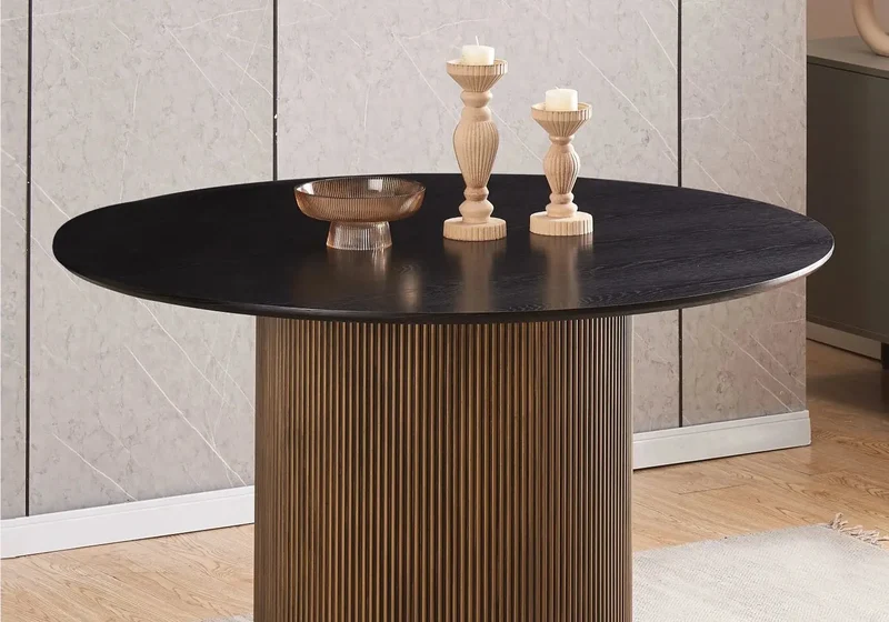 Table à manger ronde dorée noire - Piato